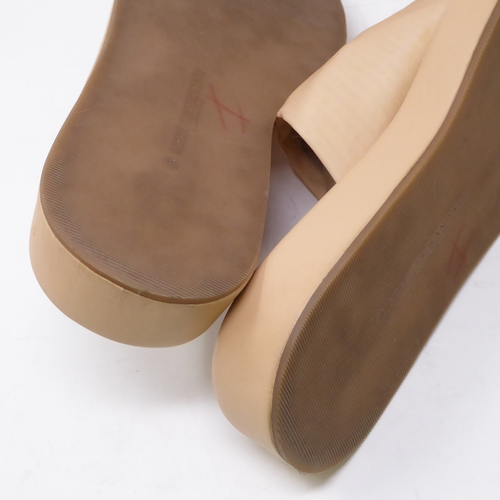 Loeffler Randall Deryn Slide Sandals Tan Leather Square Toe Platform Womens 11 - Picture 8 of 10